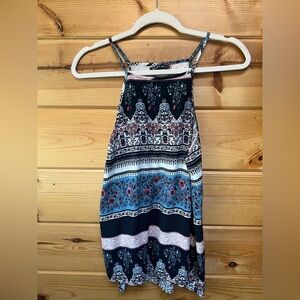 Cotton On Navy Blue Multi-Patterned High Neck Tank Top